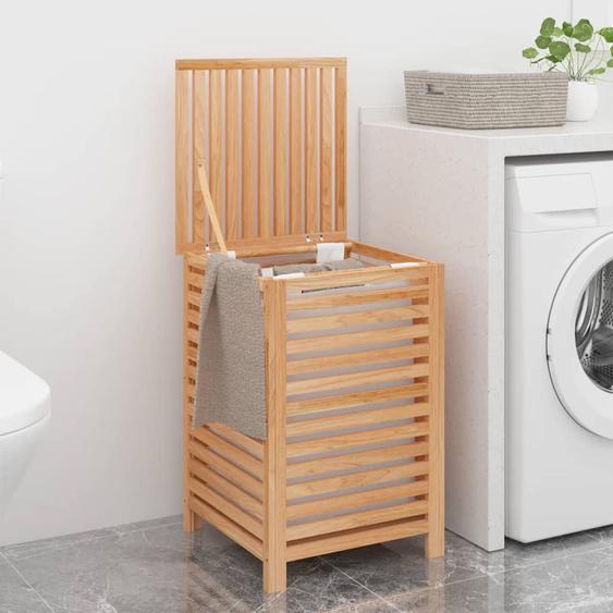 Panier à linge 45x45x65 cm Bois massif de noyer