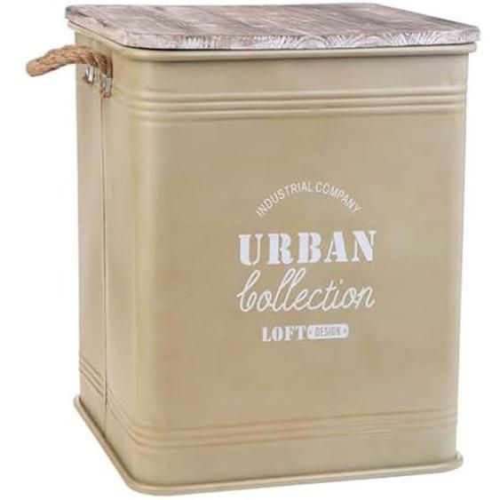 Panier à linge - ALEXANDRA HOUSE LIVING - Beige - Chanvre - Métal - Bois dépicéa