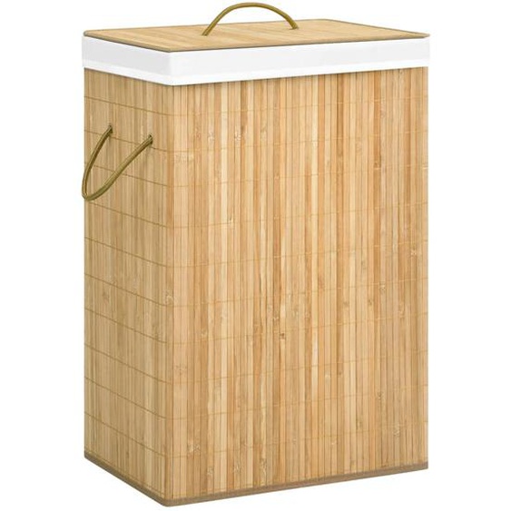 Panier à linge avec 2 sections bambou 72 L