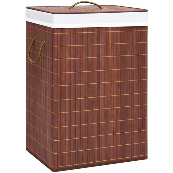 Panier à linge avec 2 sections bambou marron 72 L