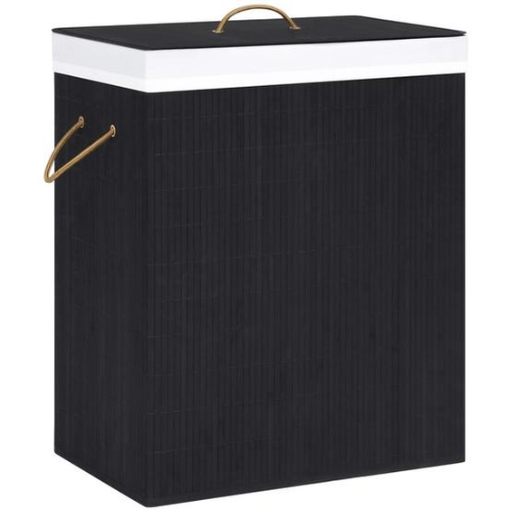 Panier à linge avec 2 sections bambou noir 100 L