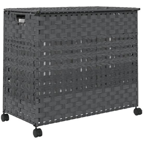 Panier à linge - MOTHINESSTO - YY3069 - Gris - Rotin tressé - 4 roues avec verrouillage