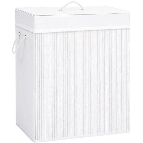 Panier à linge avec une seule section bambou blanc 83 L