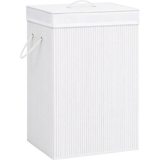 Panier à linge avec une seule section bambou blanc
