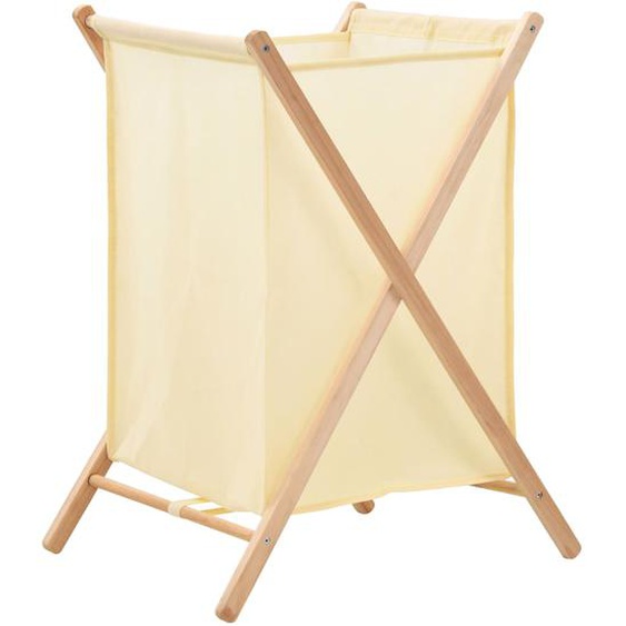Panier à linge Bois de cèdre et textile Beige 42 x 41 x 64 cm