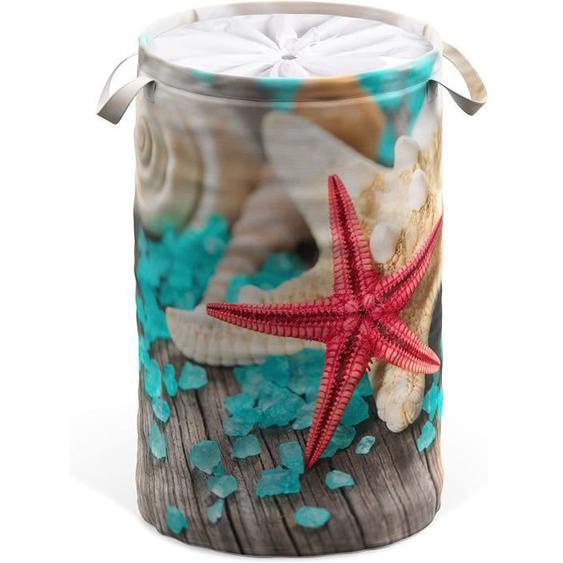 Panier à Linge, Corbeille à Linge Ronde 60 litres, Sac à Linge Pliable avec des Poignées Bath Salt