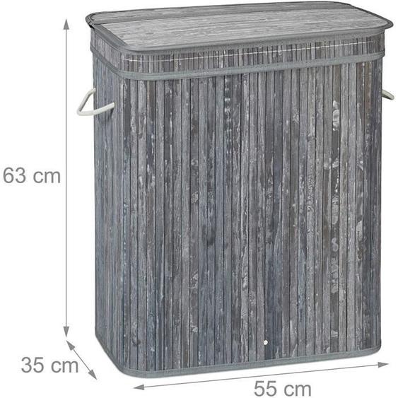 Panier à linge - Noname - 2 compartiments - 72 litres - Bambou gris - Accessoires buanderie