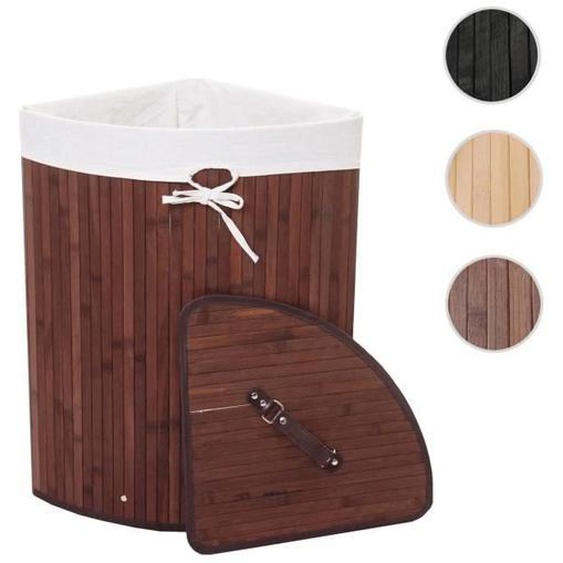 Panier à linge dangle HWC-C21, Laundry Bac à linge Collecteur de linge, bambou 61x48x35cm 50l ~ brun