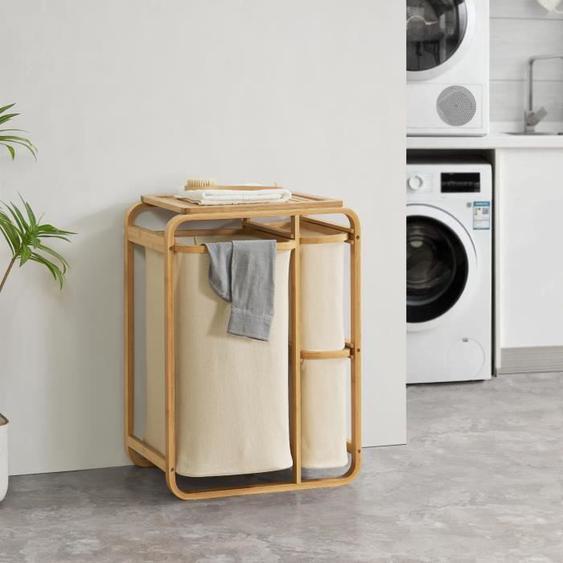 Panier à linge Evenes bambou 71 x 50 x 33 cm naturel beige
