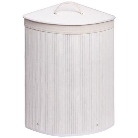 Panier à linge - IDRALITE - Mod. Balù - Bambou et coton - Blanc - 42x32