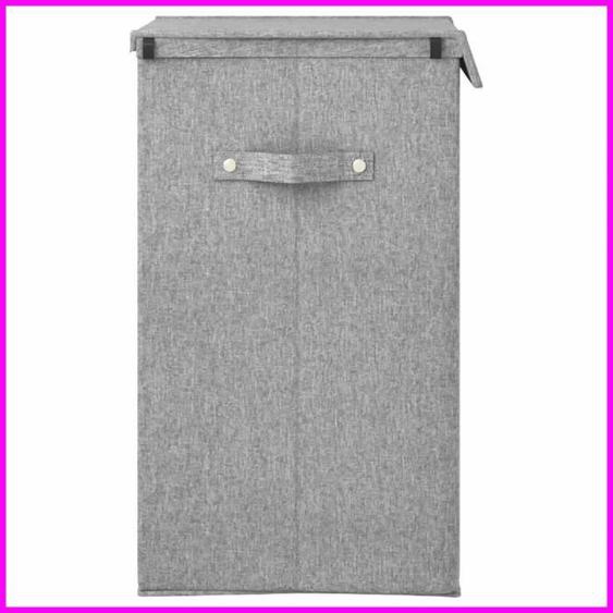 Panier à linge - KEENSO - 51x34,5x59 cm - Tissu en faux lin - Gris - Pliable