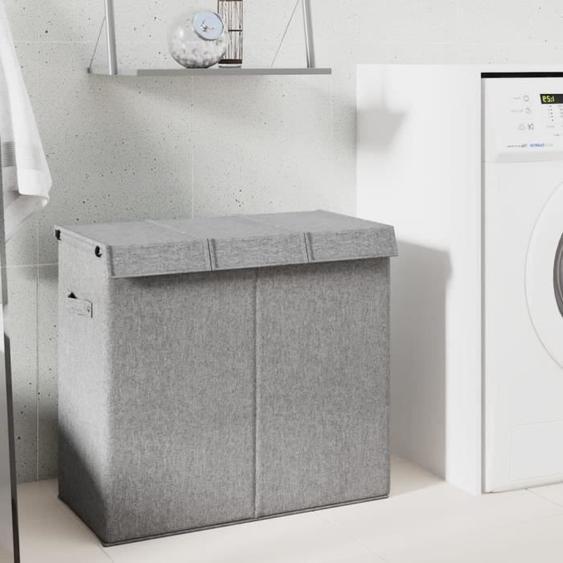 Panier à linge - MOTHINESSTO - LY6604 - Pliable - 3 compartiments - Tissu en faux lin gris