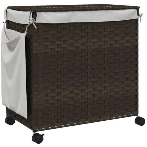 Panier à linge - MOTHINESSTO - YY1288 - Marron foncé - 60x35x60,5 cm - 4 roulettes avec blocage