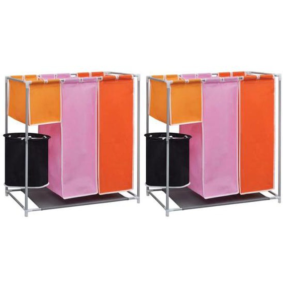Panier à linge - Multicolore - 3 sections - Bac de lavage amovible - Tissu de haute qualité - 70x30x80 cm