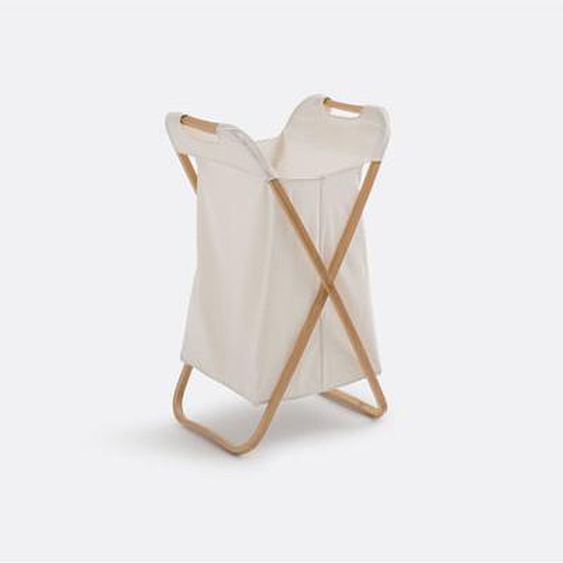 Panier à linge pliable, toile et bambou, Davio