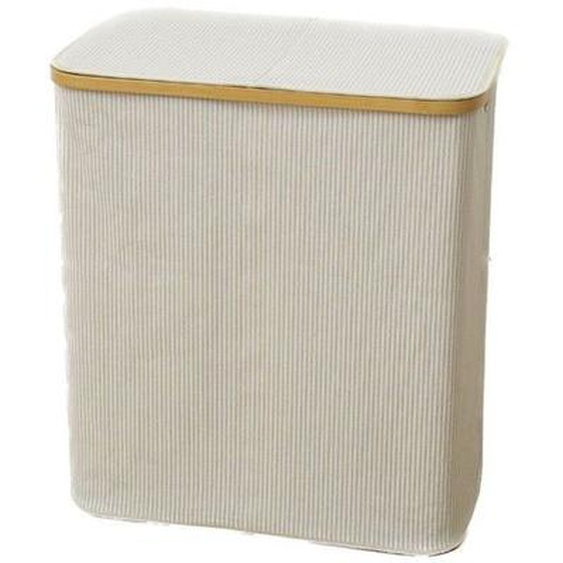 Panier à linge Poignée en Bambou - Corbeille à Linge sale 2 compartiments avec Couvercle - 110L - Blanc