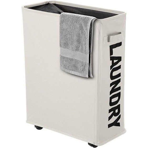 Panier à linge roulant mince avec support, trieur et organisateur pliable et étanche avec roulettes, grand panier à linge sale et
