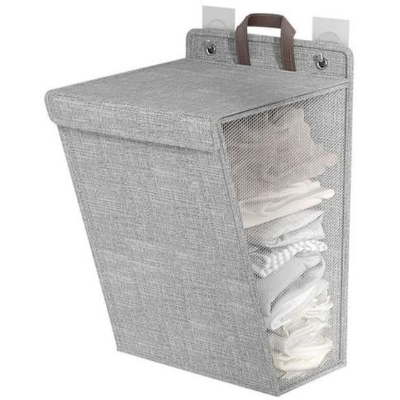 Panier à linge suspendu Panier à linge mural pliable, panier à linge sale, gain de place, panier à meuble bac Gris Taille M