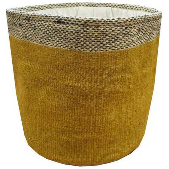 PRIX FOUS Panier Akara en jute et doublure coton moutarde