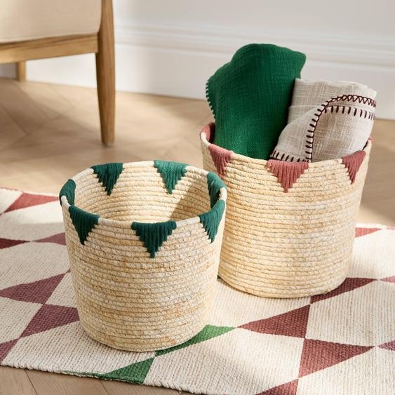 Panier Bicolore Rond Maïs - Lot De 2 -