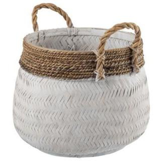 Panier boule avec anses Etnique chic blanc