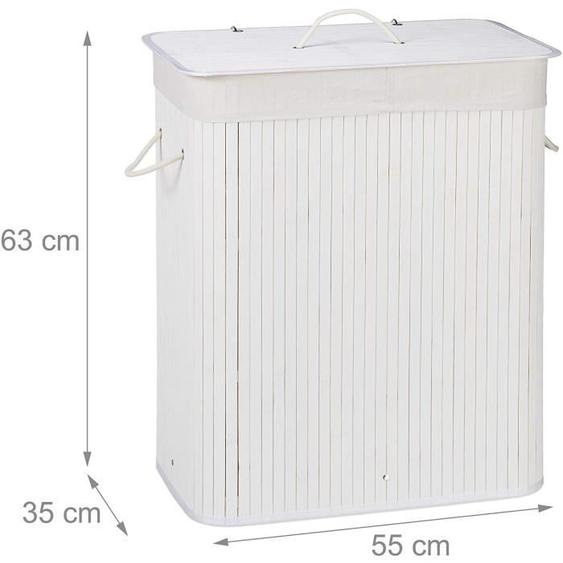 Panier à linge - Non spécifié - 2 compartiments - 95 litres - Bambou blanc - Pliable avec couvercle