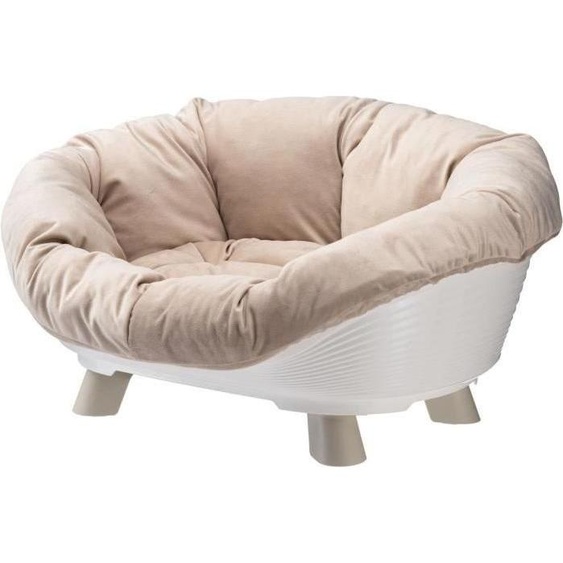 Panier Corbeille Coussin pour Chat et Petit Chien FERPLAST, 64 x 48 x 25 cm, Taille M, Blanc