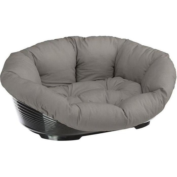 Panier Corbeille Chien Chat FERPLAST, Taille S 52 x 39 x 21 cm, Plastique Noir, Coussin Gris