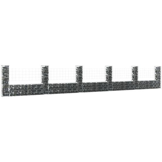 Panier de gabion en forme de U avec 6 poteaux Fer 620x20x100 cm