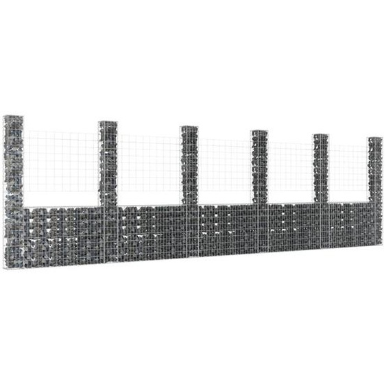 Panier de gabion en forme de U avec 6 poteaux Fer 620x20x200 cm