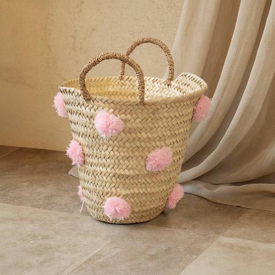 Panier De Rangement À Pompons Rose
