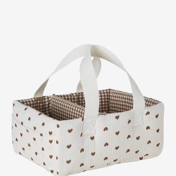 Panier de rangement deux compartiments écru
