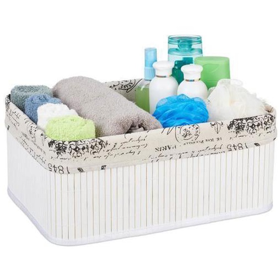 Panier de rangement - Bambou - 10034143-49 - Blanc - Pliable - Vintage