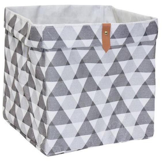 Panier de rangement en polycoton gris/blanc triangles 31x31x31cm