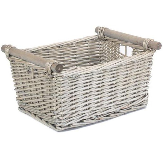 Panier de rangement Ensemble de 4 paniers de rangement en osier à manche en bois Antique Wash