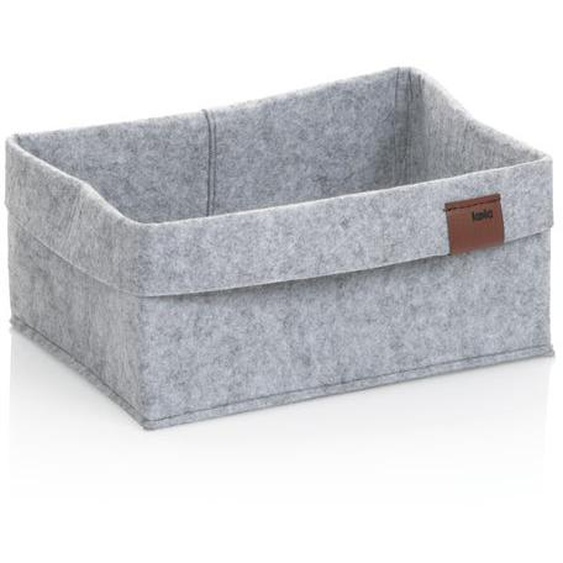 Panier de rangement Fay en feutrine gris clair 26x19x12cm