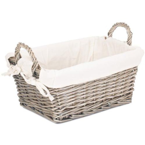 Panier de rangement Grand panier de rangement doublé avec poignée en osier de lavage antique