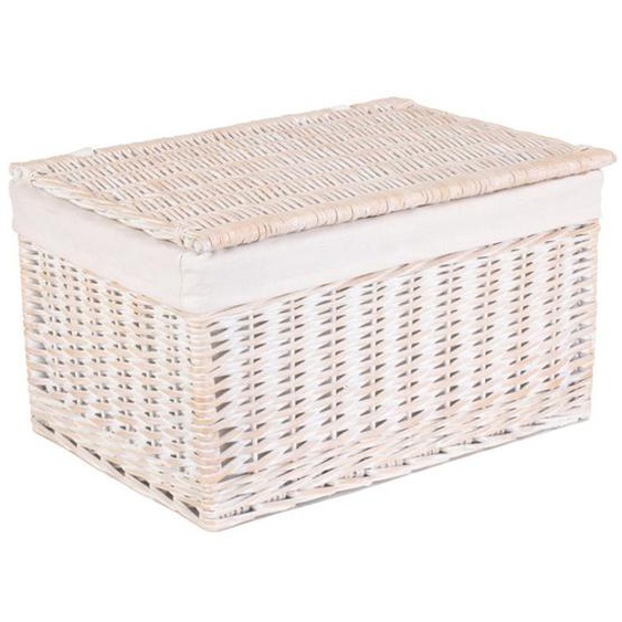 Panier de rangement Grand panier de rangement en osier doublé de coton cuit à la vapeur blanc