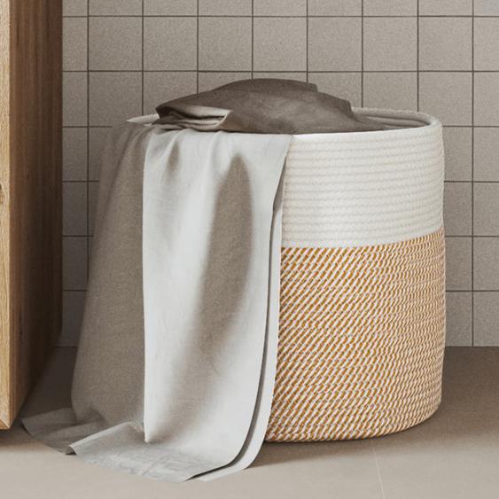 Panier de rangement marron et blanc Ø40x35 cm coton