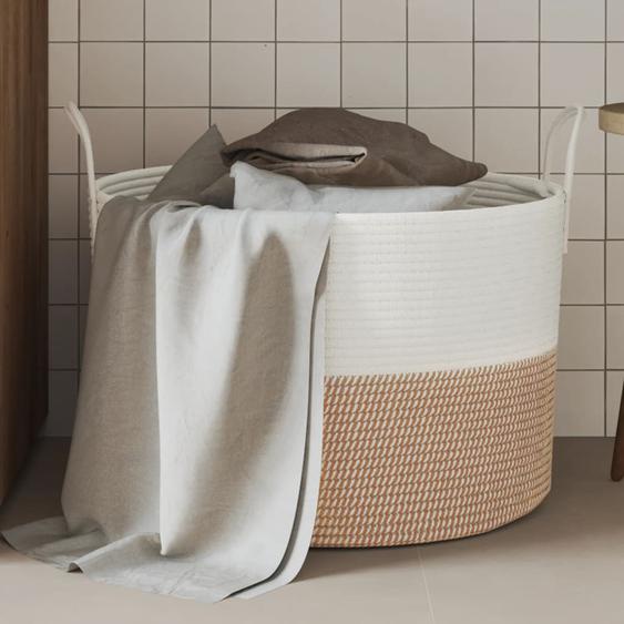 Panier de rangement marron et blanc Ø51x33 cm coton