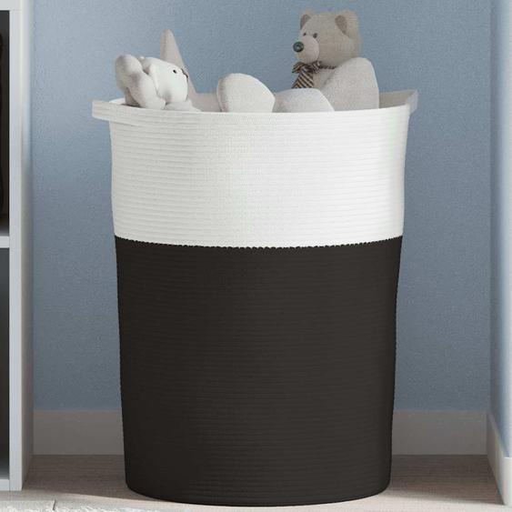 Panier de rangement noir et blanc Ø49x65 cm coton