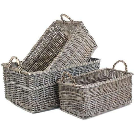 Panier de rangement Petit panier en osier de rangement pour lavage antique peu profond