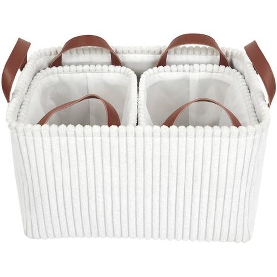 Panier De Rangement Tissu Côtelé - Lot De 3 -