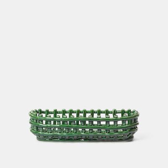 Panier en céramique - oval - emerald green
