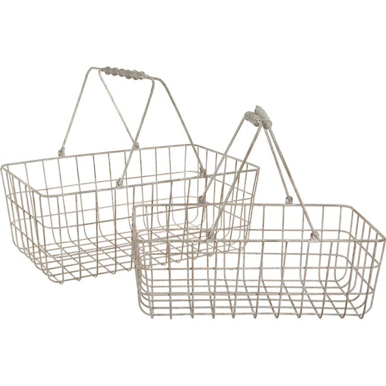 Panier en fil métallique Set de 2 pièces, panier de rangement vintage, cache-pot décoratif pour fleurs artificielles, brun rouille, métal