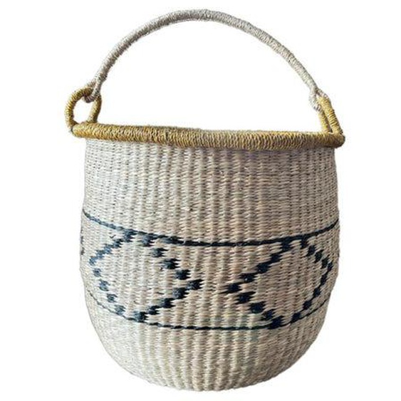 Panier en herbier rond jaune 55x42cm