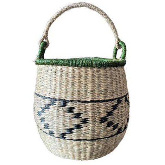 Panier en herbier rond vert 49x33cm