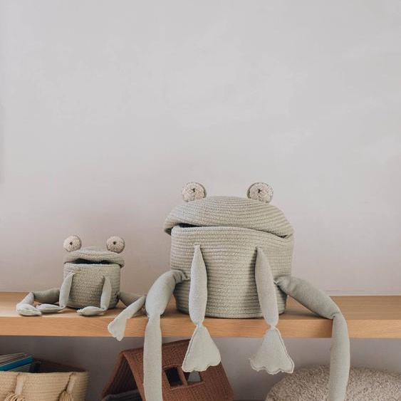 Panier Mini Fred La Grenouille Olive, Naturel, Gris Foncé