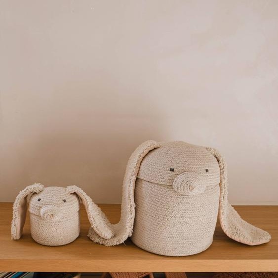 Panier Mini Rita Le Lapin Naturel, Rose, Gris Foncé