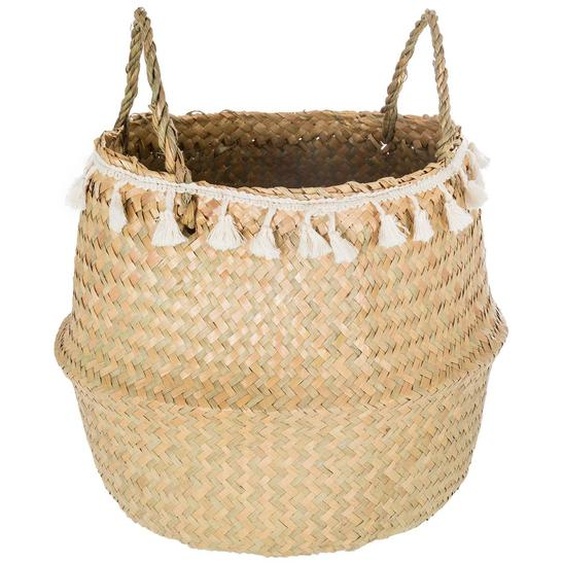 Panier Pliable À Pompons Naturel